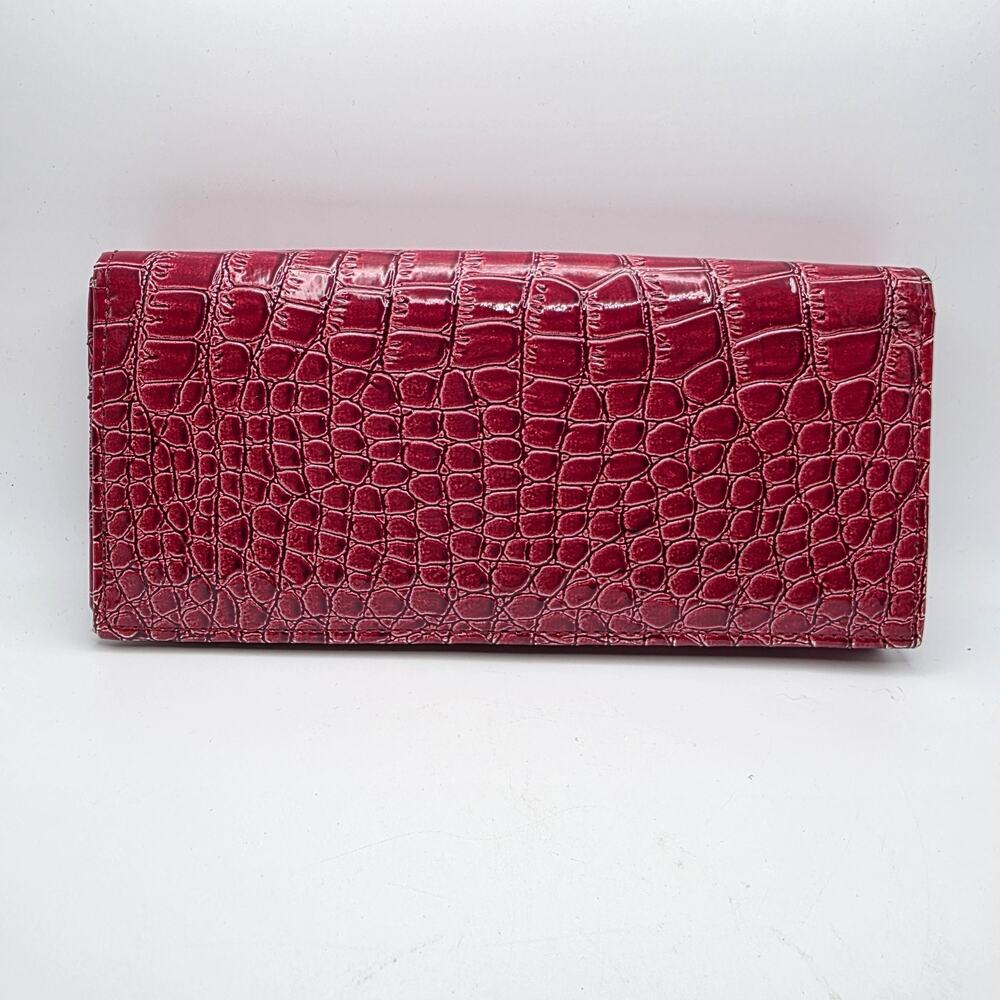 Red Croc Embossed Wallet Clutch Metropolitan Snap Closure Organizer